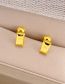 Fashion Gold Color Titanium Steel Letter Small Square Brick Stud Earrings