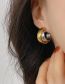 Fashion Gold Color Titanium Colorblock Double Hoop Stud Earrings