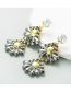 Fashion Silver Grey Geometric Zirconium Flower Drop Earrings
