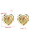 Fashion Gold Alloy Print Heart Stud Earrings