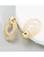 Fashion Gold Alloy Mesh Set Rhinestone Cutout Geometric Stud Earrings