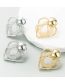Fashion Gold Geometric Mesh Heart Stud Earrings