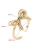 Fashion Bow Tie Brass Gold Plated Zirconia Bow Open Ring