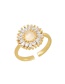 Fashion Gold-3 Copper Set Zircon Cross Ring