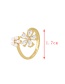 Fashion Gold-3 Copper Set Zircon Cross Ring