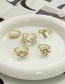 Fashion Gold-5 Bronze Zircon Pearl Flower Ring
