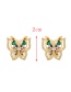 Fashion Color Bronze Zircon Butterfly Stud Earrings