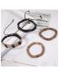 Fashion 2# Faux Leather Braided Coconut Shell Bead Chain Bracelet Set