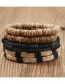 Fashion 4# Faux Leather Braided Coconut Shell Bead Chain Bracelet Set