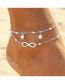 Fashion Star Alloy Pearl Star Tassel Figure 8 Double Layer Anklet