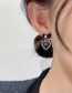Fashion Black Alloy Set Pearl Heart Bow Stud Earrings