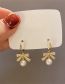 Fashion Gold Alloy Diamond Bow Pearl Stud Earrings
