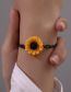 Fashion Black Plastic Sunflower Flower Leather Cord Bracelet