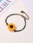 Fashion Black Plastic Sunflower Flower Leather Cord Bracelet
