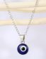 Fashion Dark Blue-leather Chain Resin Drip Oil Eye Necklace