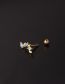Fashion 2# Gold Stainless Steel Inlaid Zirconium Leaf Piercing Stud Earrings