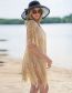 Fashion Apricot Fringed Knitted Swimsuit Cover-up