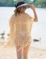 Fashion Apricot Fringed Knitted Swimsuit Cover-up