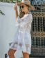 Fashion White Lace Embroidered Blouse Dress