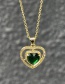 Fashion Dark Green-3 Bronze Zircon Cross Pendant Necklace