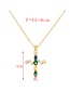 Fashion Color-2 Bronze Zircon Round Cross Pendant Necklace