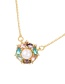 Fashion Color-2 Bronze Zircon Geometric Pearl Pendant Necklace