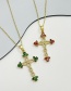 Fashion Red Bronze Zircon Round Cross Pendant Necklace
