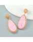 Fashion Pink Teardrop Braided Raffia Colorblock Stud Earrings