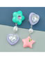 Fashion Color Alloy Set Heart Diamond Resin Pentagram Stud Earrings