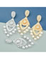Fashion Silver Alloy Set Pearl Geometric Drop Earrings