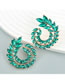 Fashion Green Alloy Diamond Swirl Stud Earrings