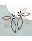 Fashion Black Alloy Diamond Floral Stud Earrings