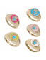 Fashion Pink Brass Diamond Drip Oil Palm Open Ring