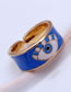 Fashion Light Blue Copper Drip Oil Eye Open Ring