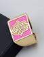 Fashion Pink Brass Diamond Palm Drip Geometric Open Ring