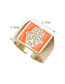 Fashion Orange Brass Diamond Palm Drip Geometric Open Ring