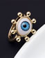 Fashion Blue Copper Gold Plated Geometry Eye Open Ring