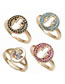 Fashion Color Brass-set Zirconium Palm Cutout Open Ring