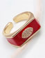 Fashion Red-2 Brass Diamond Drip Oil Open Ring