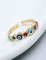 Fashion Red Brass Gold Plated Zirconium Oil Drop Eye Open Ring