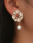 Fashion Gold Resin And Diamond Fritillaria Flower Stud Earrings