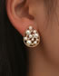 Fashion Flowers Alloy Diamond Pearl Flower Stud Earrings