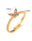 Fashion Colored Diamonds Stainless Steel Diamond Butterfly Ring