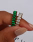 Fashion Green Diamond Stainless Steel Oval Goose Egg Zirconium Ring