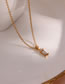 Fashion Gold And White Stainless Steel Small Square Zirconium Necklace