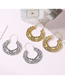 Fashion Kc Gold 10784 Openwork Engraved Geometric Stud Earrings