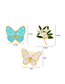 Fashion 03 Green Pearl 2646 Alloy Geometric Pearl Butterfly Brooch