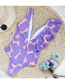 Fashion Foundation Purple Dots Polyester Print Ruffle Asymmetric V-neck One Piece Swimsuit