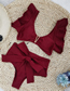 Fashion Red Polyester Ruffle Tie Split Swimsuit