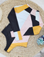 Fashion Pink-yellow-green-brown Stitching Finalization Polyester Colorblock Zip Long Sleeve One Piece Swimsuit